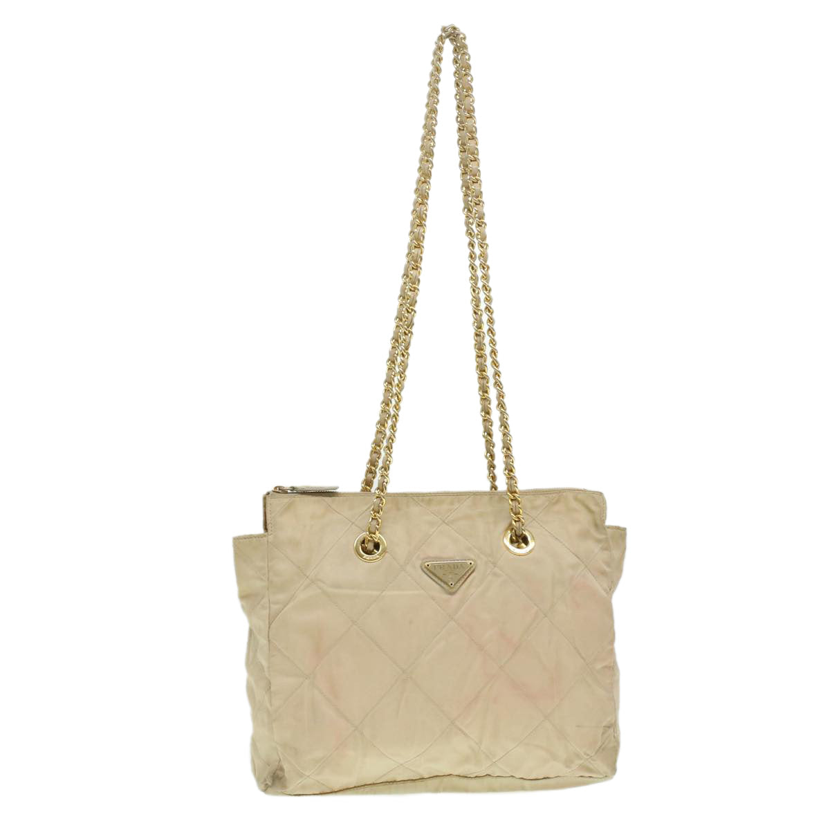 PRADA Chain Shoulder Bag Nylon Beige  36975