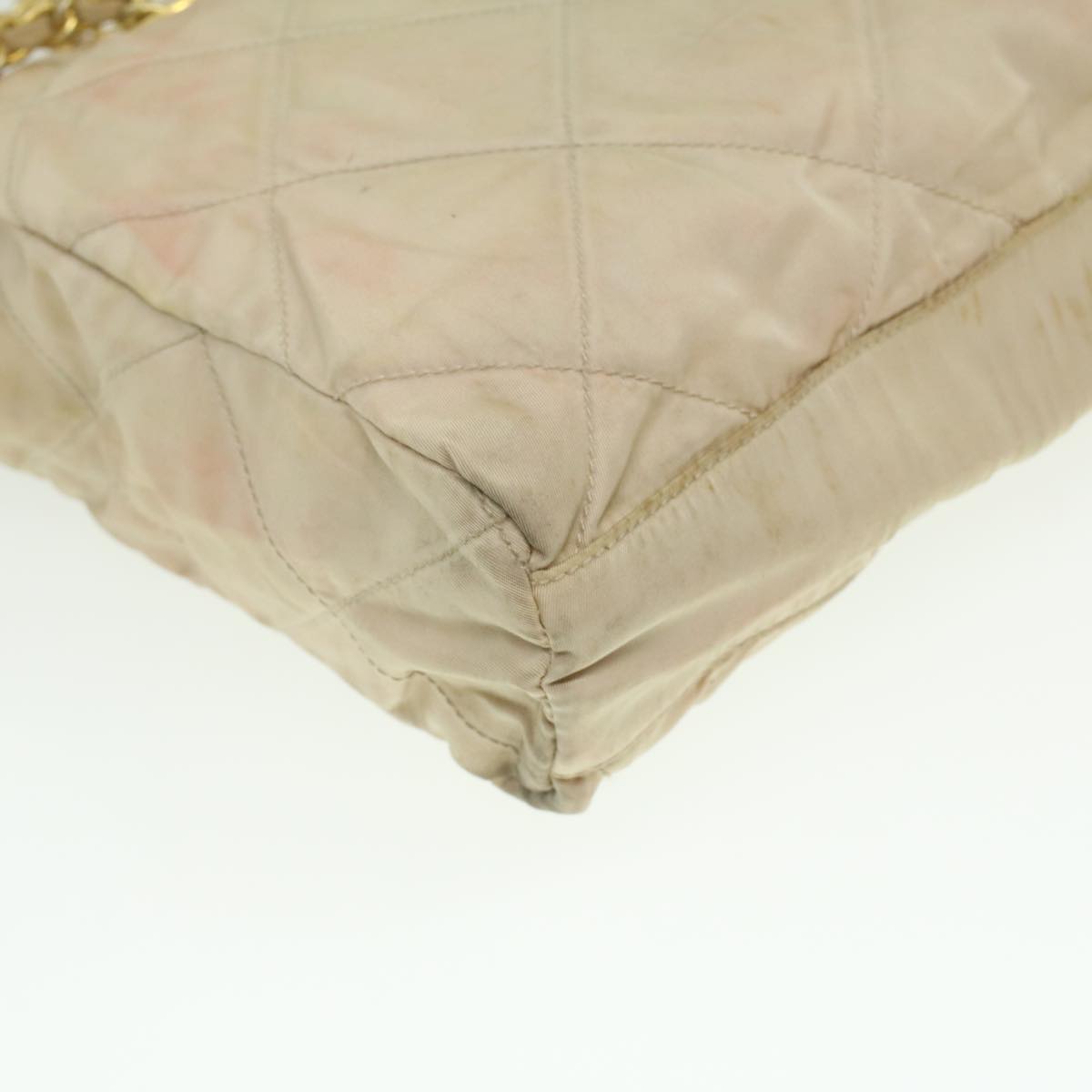 PRADA Chain Shoulder Bag Nylon Beige  36975