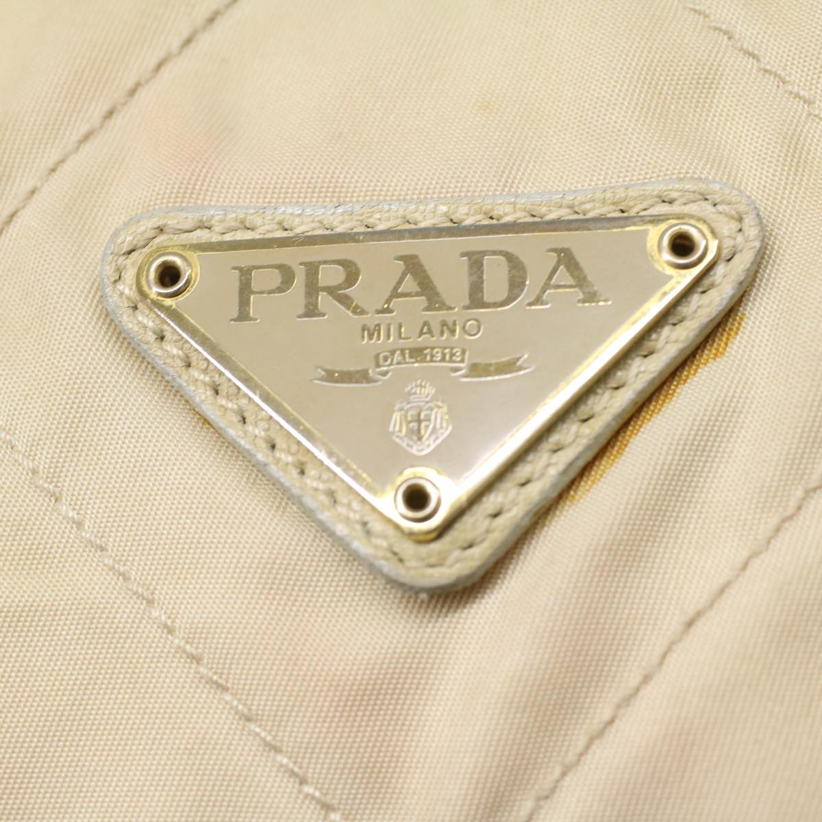 PRADA Chain Shoulder Bag Nylon Beige  36975