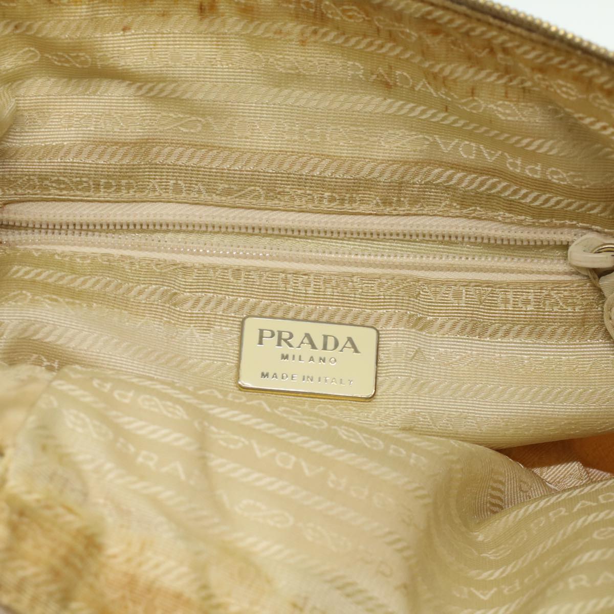 PRADA Chain Shoulder Bag Nylon Beige  36975