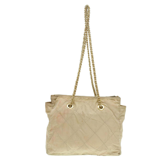 PRADA Chain Shoulder Bag Nylon Beige  36975