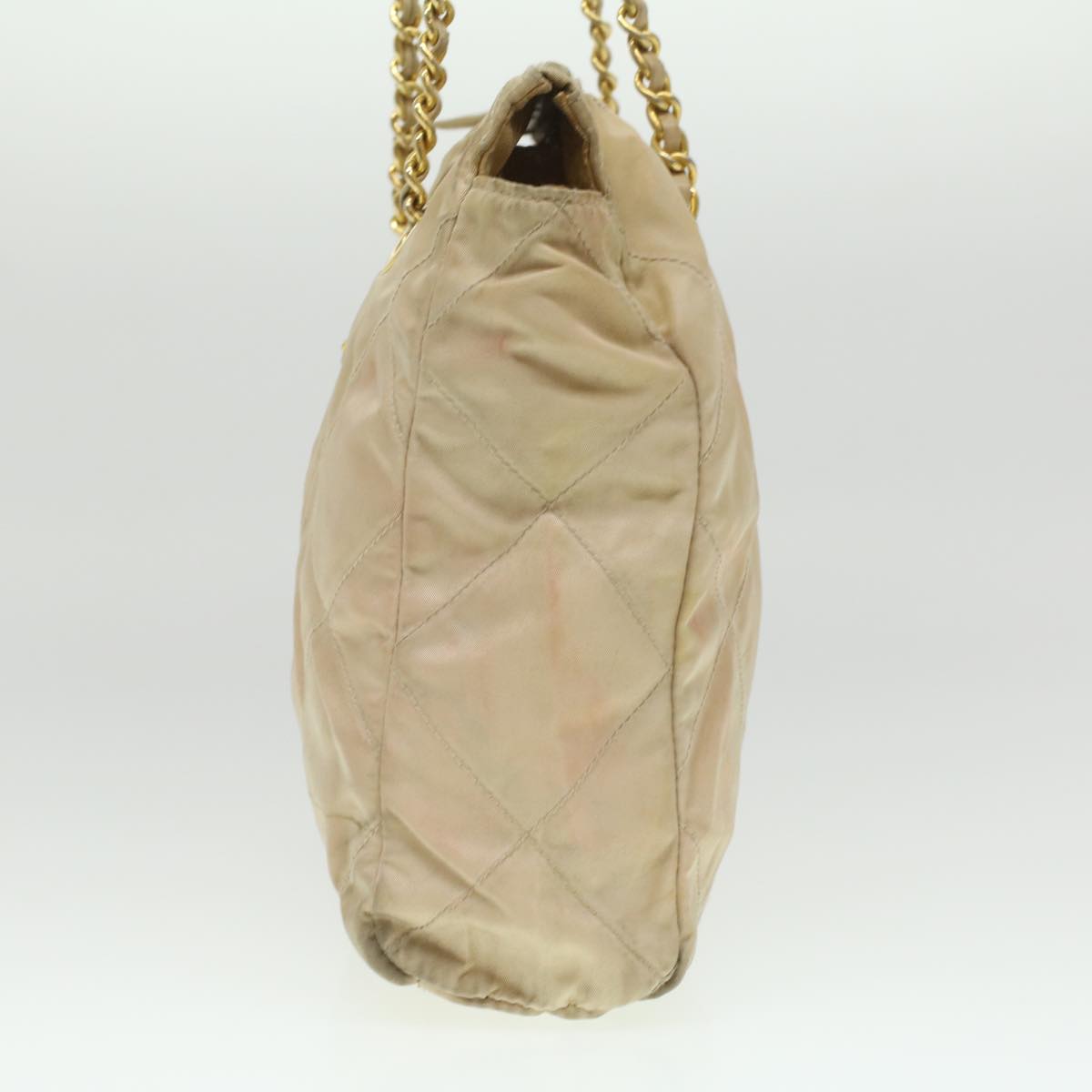 PRADA Chain Shoulder Bag Nylon Beige  36975