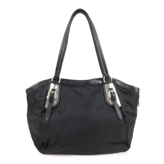 Prada Nylon Leather Tote Bag Shoulder Bag Black BR4007