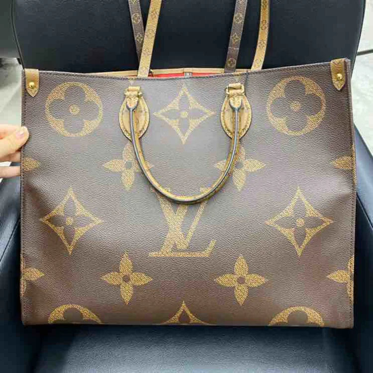 Louis Vuitton Monogram On-the-go GM 2way Handbag, Brown, PVC Coated Canvas