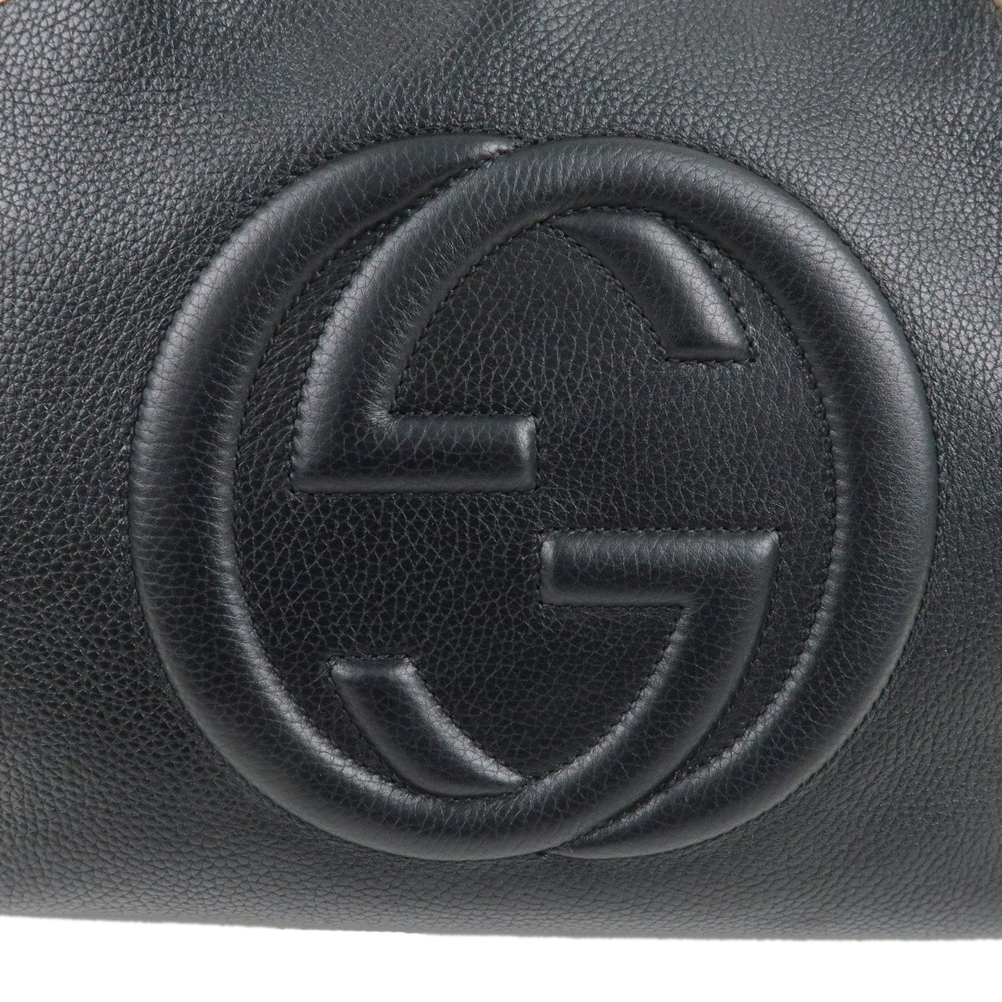 GUCCI SOHO Leather Chain Shoulder Tote Bag Black 536196