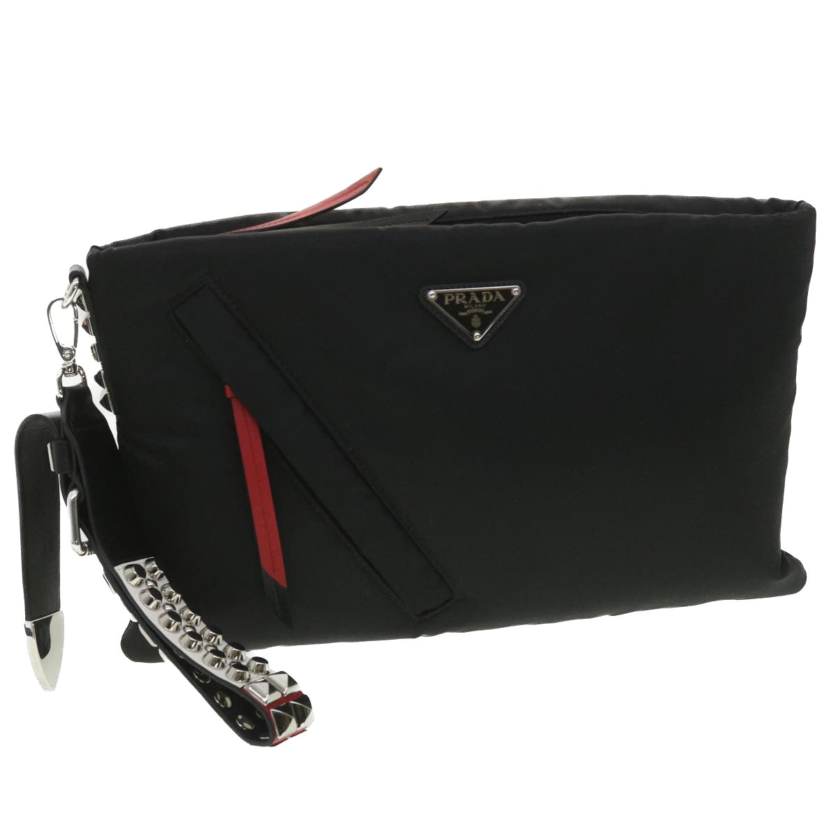 PRADA Clutch Bag Nylon Black  37477