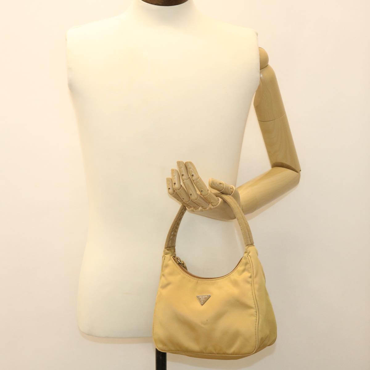 PRADA Hand Bag Nylon Beige  37557