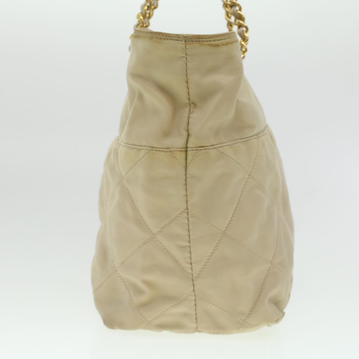 PRADA Chain Shoulder Bag Nylon Beige  37714