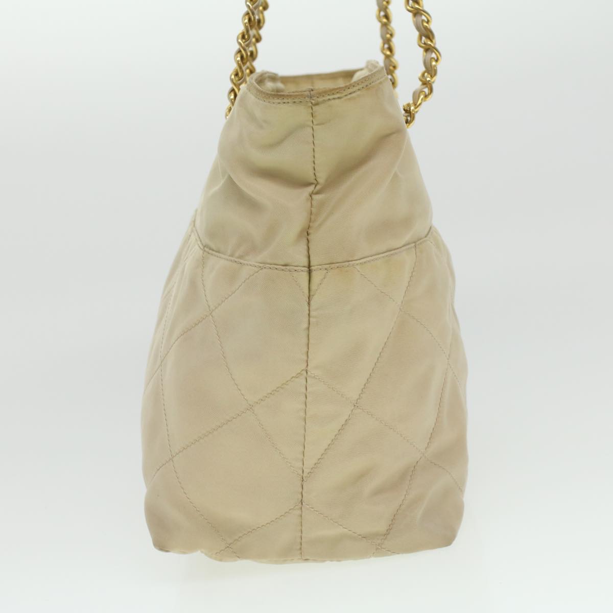 PRADA Chain Shoulder Bag Nylon Beige  37714