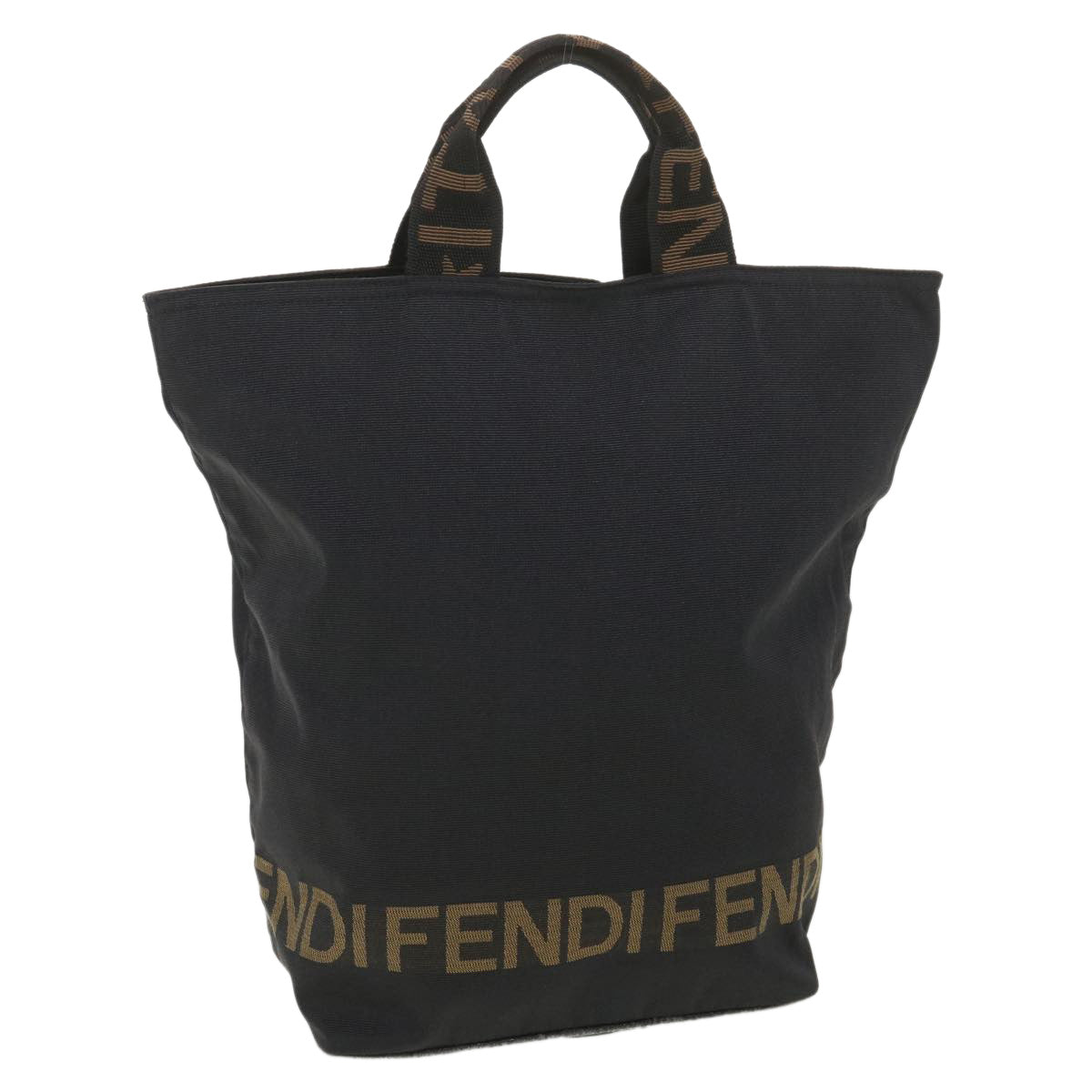 FENDI Hand Bag Nylon Black Brown  38483