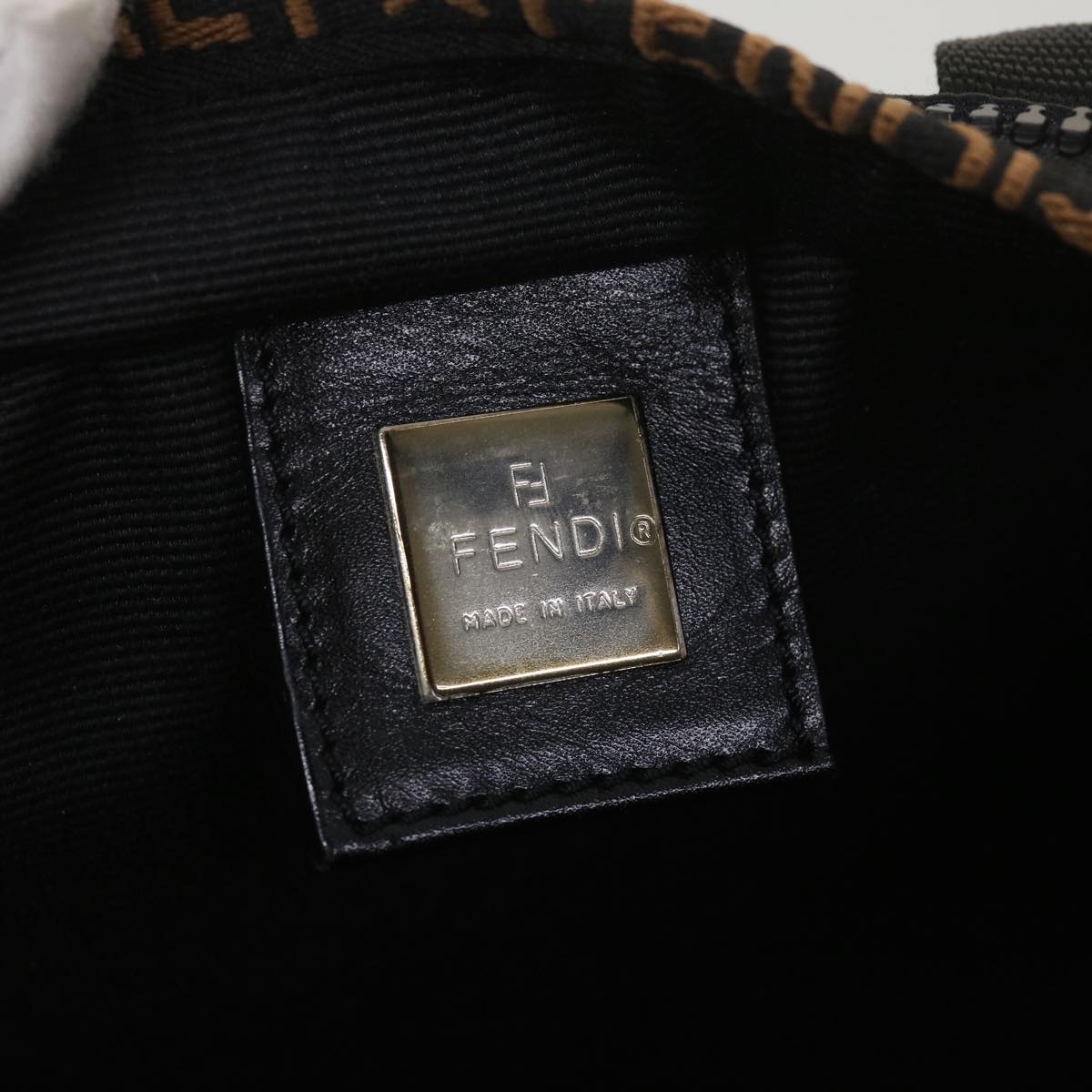 FENDI Hand Bag Nylon Black Brown  38483