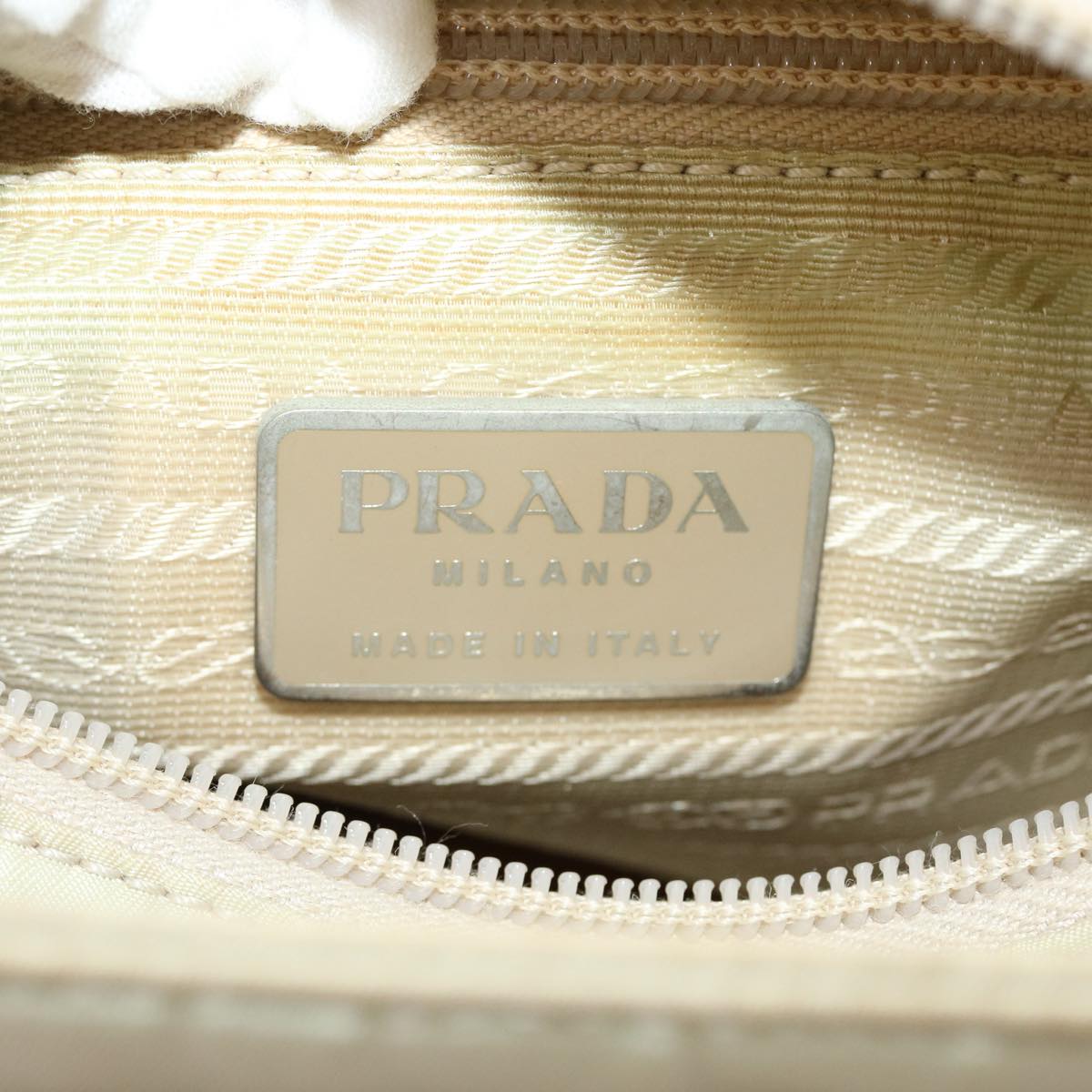 PRADA Hand Bag Nylon Cream  38509