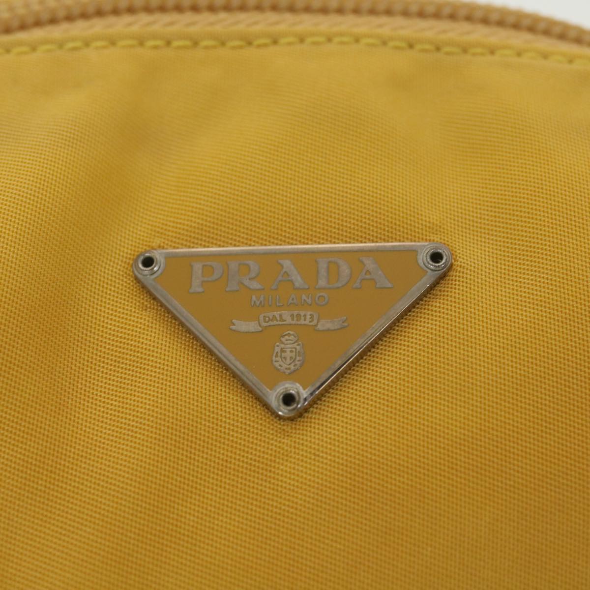 PRADA Accessory Pouch Nylon Yellow  38793