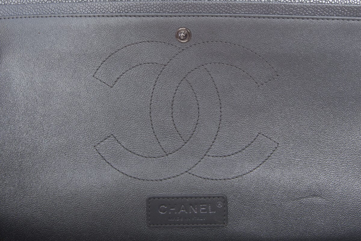 Chanel Silver Caviar Jumbo RHW  Handbag