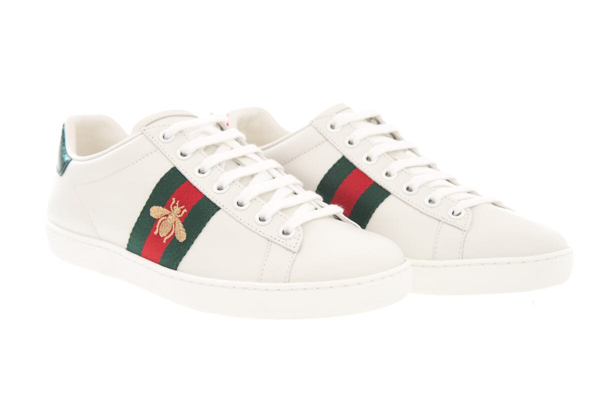 Gucci White Embroidered Bee Sneakers SZ 35.5