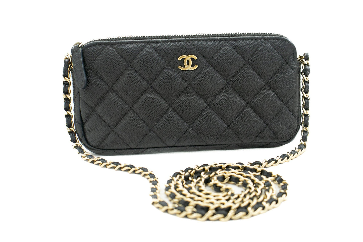 CHANEL Caviar Wallet On Chain WOC Double Zip Chain Shoulder Bag