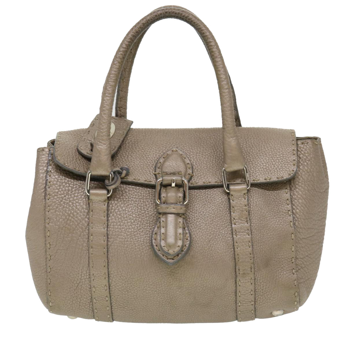 FENDI Hand Bag Leather Gray  39445