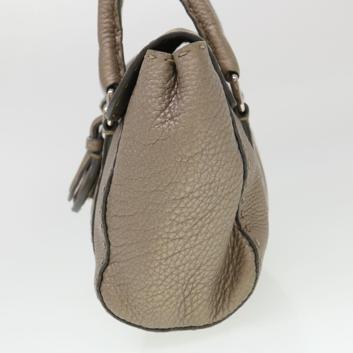 FENDI Hand Bag Leather Gray  39445