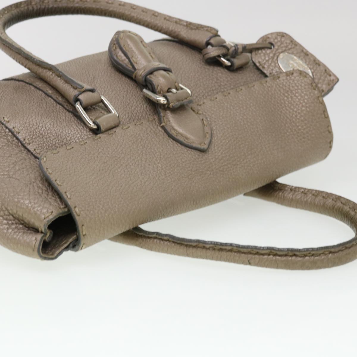 FENDI Hand Bag Leather Gray  39445