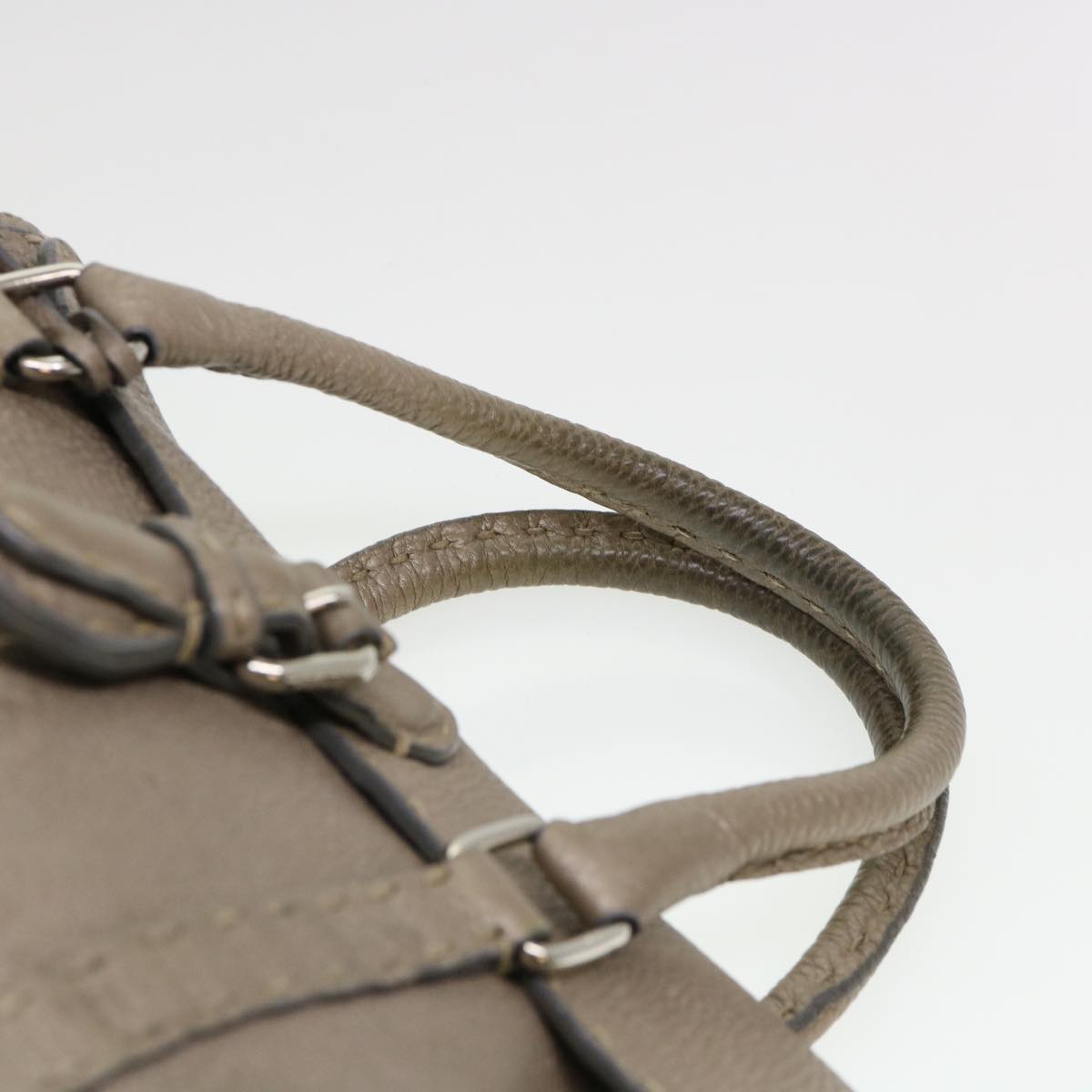 FENDI Hand Bag Leather Gray  39445