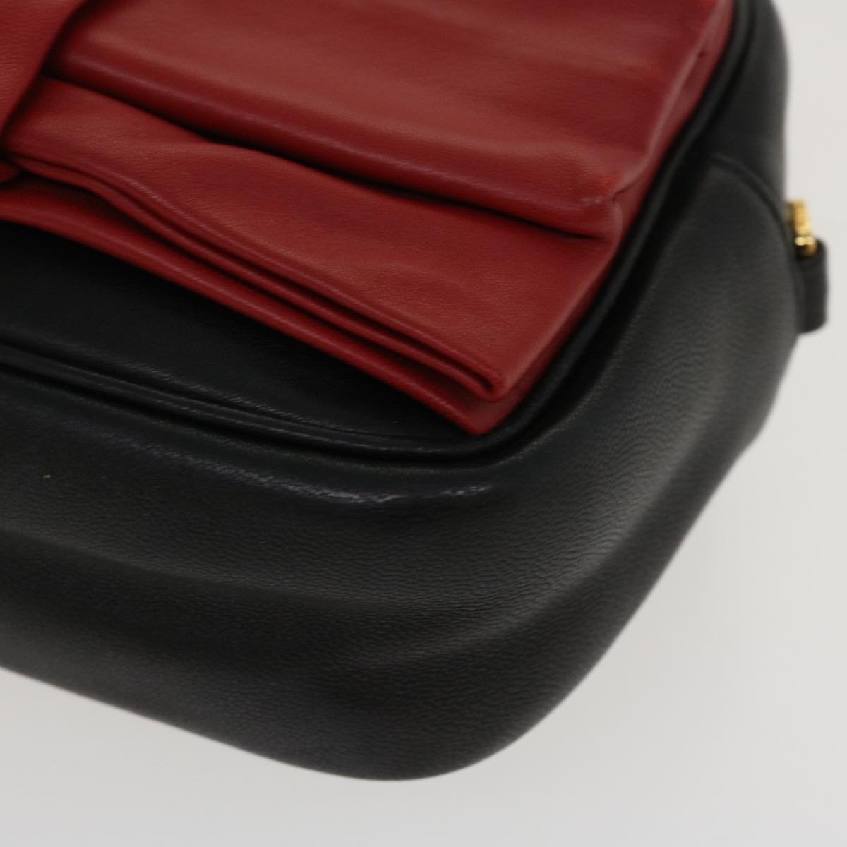 PRADA Ribbon Shoulder Bag Leather Red Black  39645A