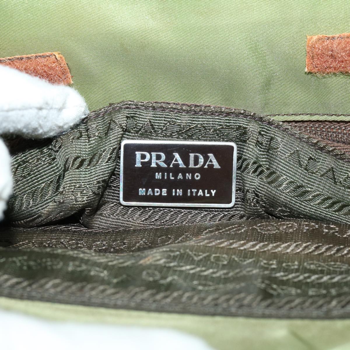 PRADA Hand Bag Nylon Khaki  39752