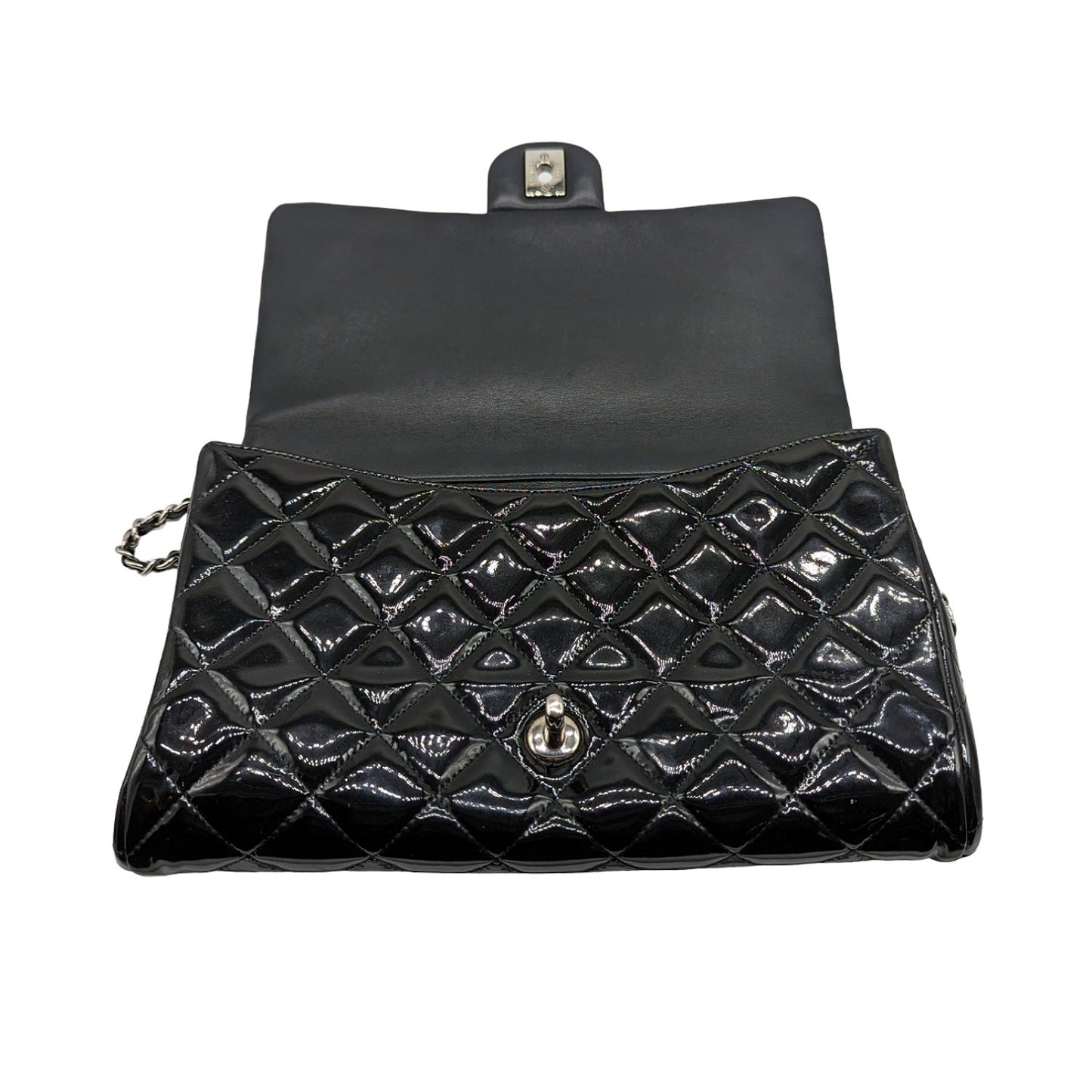 Chanel bags Black Patent Leather New Clutch With Chain CWC