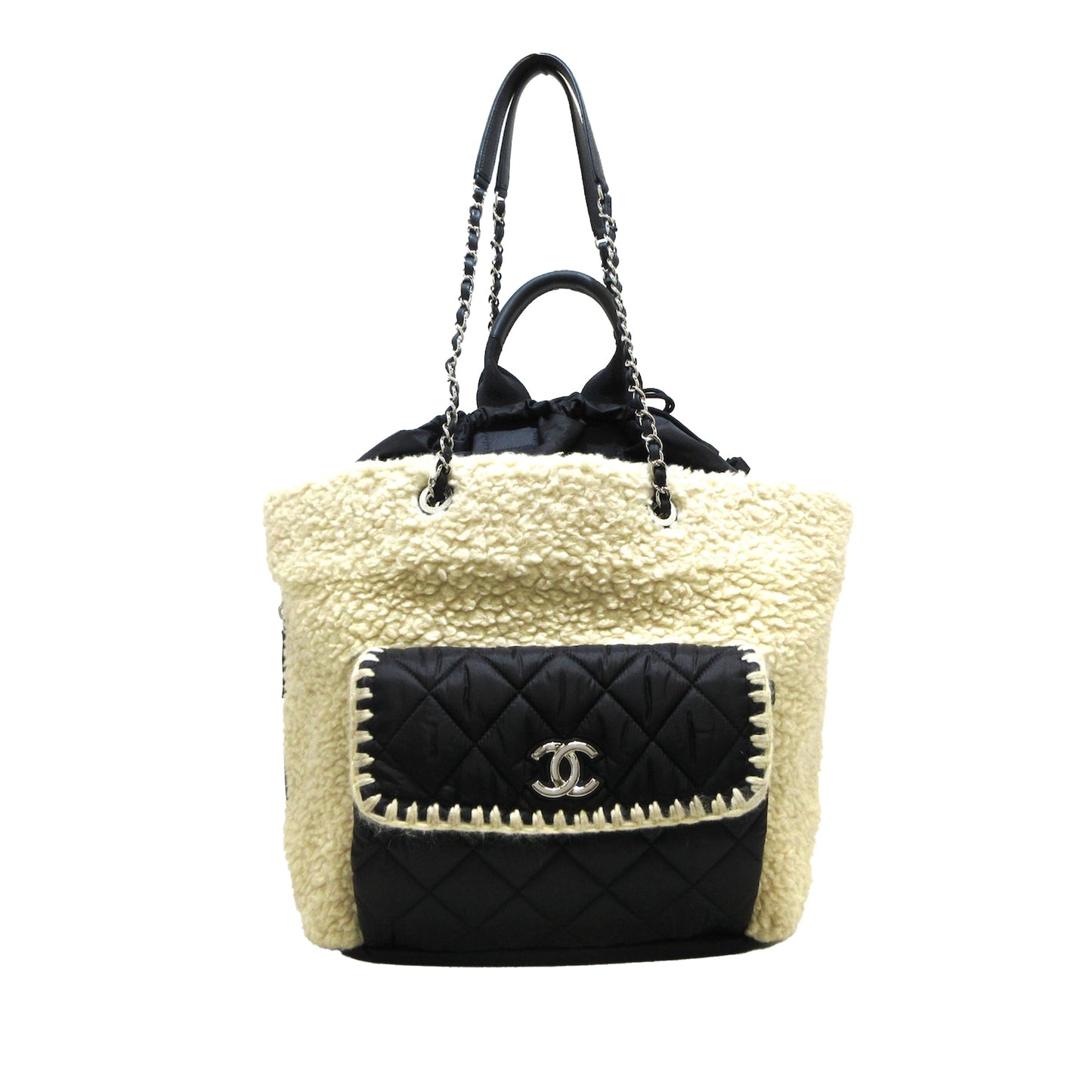 White Chanel Large Coco Neige Shopping Tote Satchel