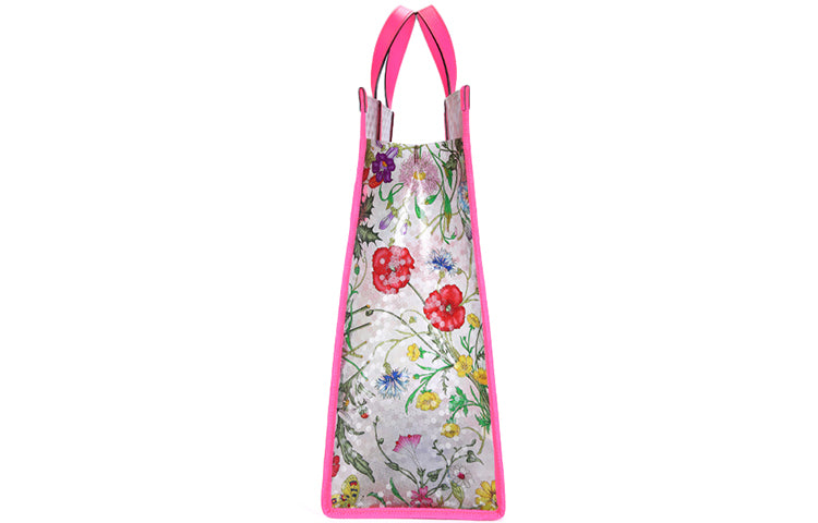 (WMNS) GUCCI Metallic Tiger Head Adornment Flowers Printing PVC Tote Pink Handbag 548713-91EB0-8859