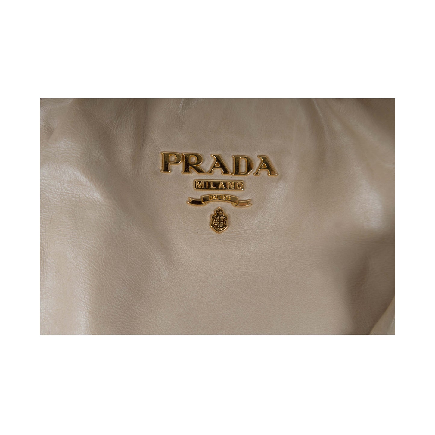 PRADA Prada Beige Leather Hobo Handbag with Strap