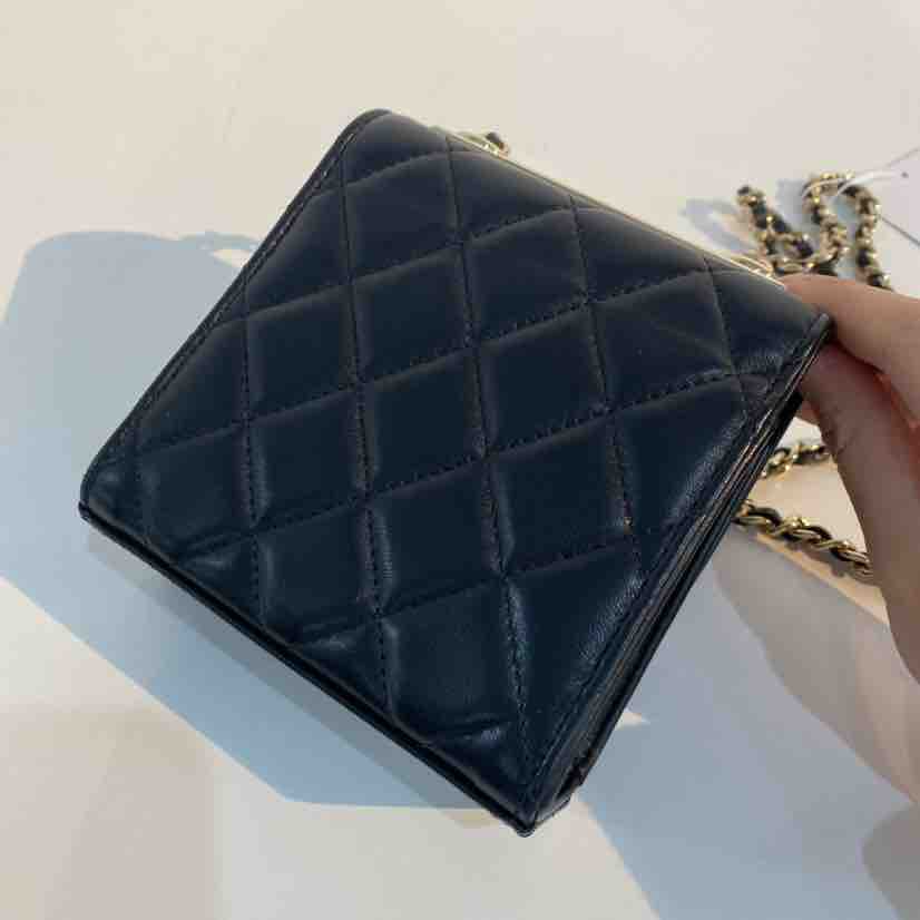 Chanel Quilted Trendy CC Clutch, Chain Black Lambskin, Small