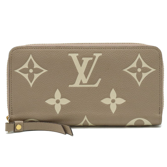 LOUIS VUITTON Louis Vuitton Monogram Emplant Zippie Wallet Round Fassner Long Wallet Bicycle Trolley Cream M69794