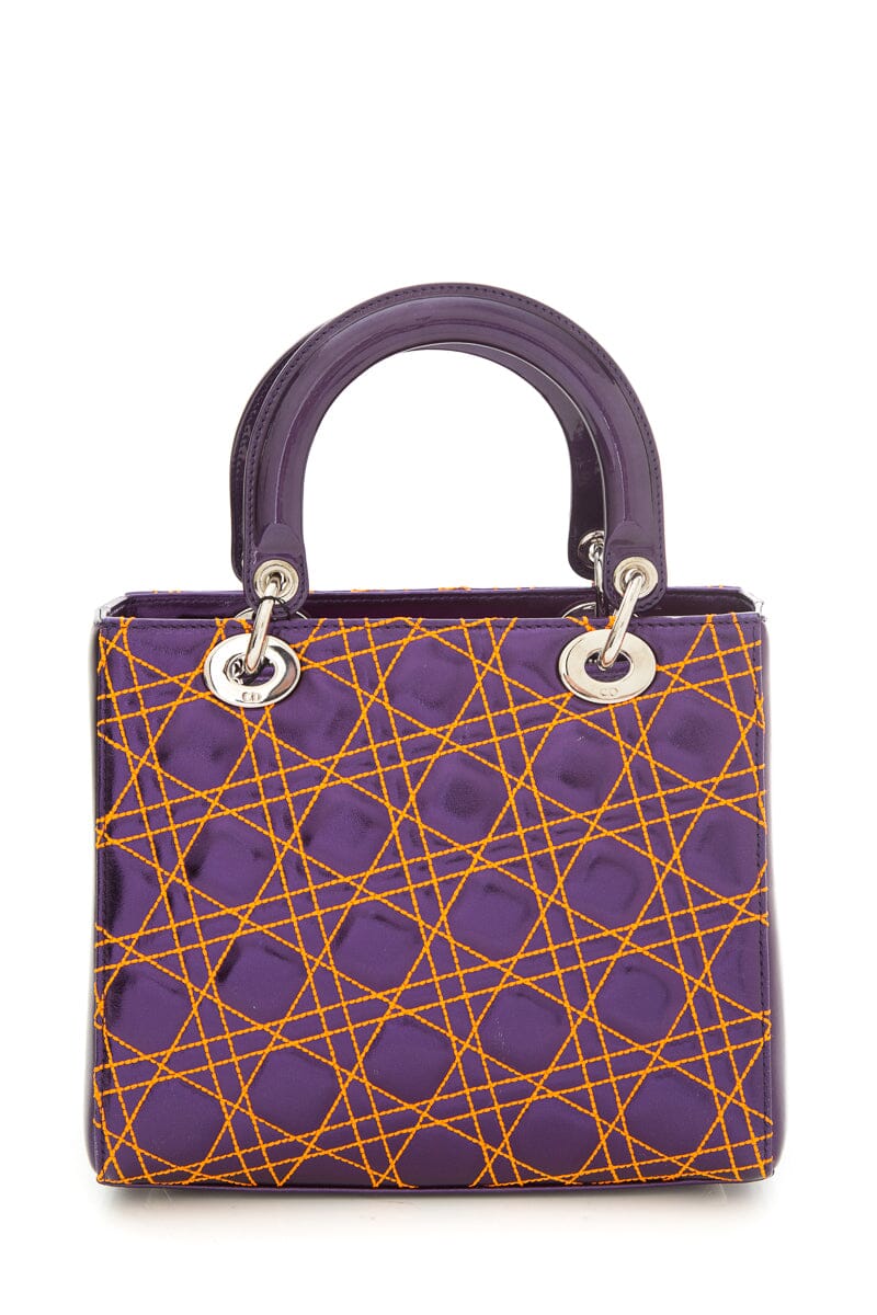 Lady Dior Medium Anselm Reyle Cannage Purple & Orange Tote