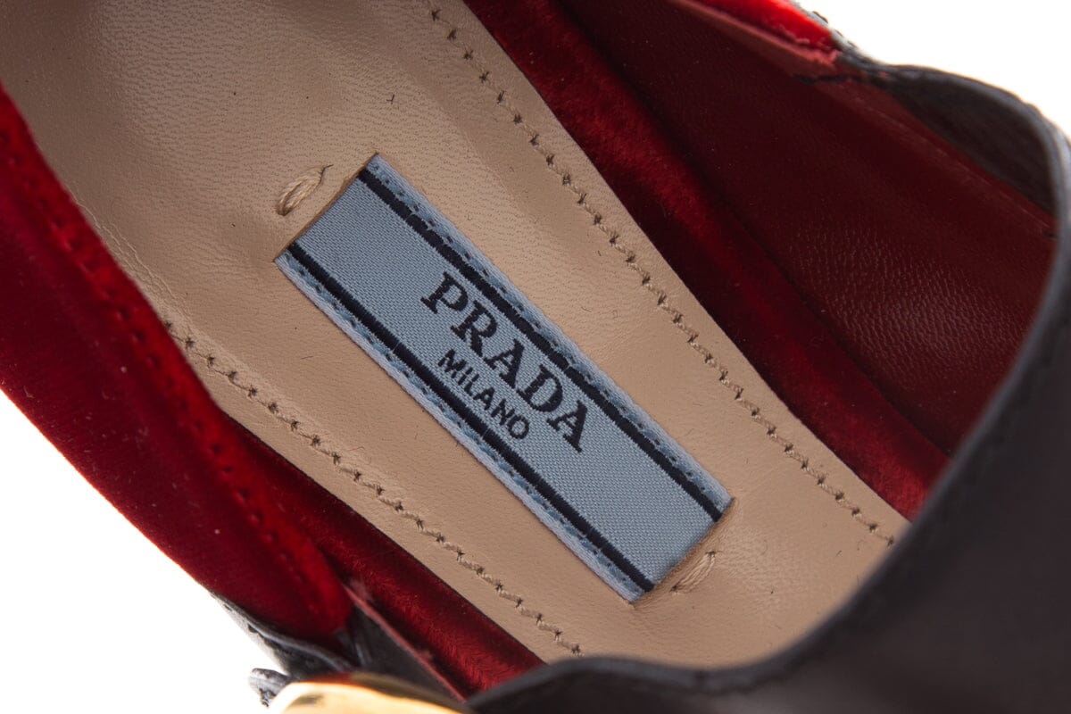 Prada Red Velvet Mary Jane SZ 37