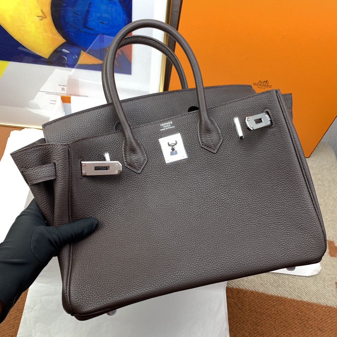 HM Birkin 30 Togo Dark Grey Bag Silver Hardware For Women, Womenâ€™s Handbags 11.8in/30cm
