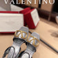 Valentino Garavani Strap Heeled Sandals With V Logo Signature Embellishment Silver For Women