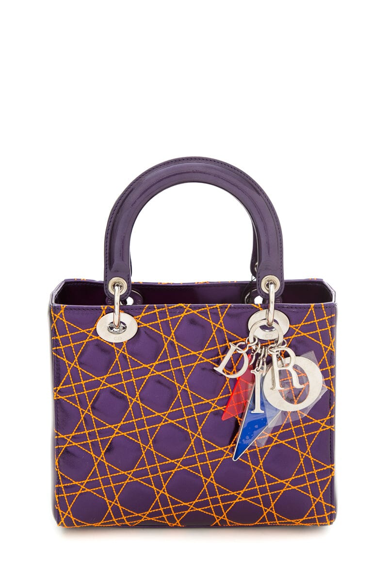 Lady Dior Medium Anselm Reyle Cannage Purple & Orange Tote