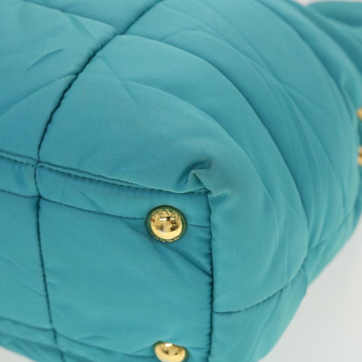 PRADA Quilted Hand Bag Nylon 2way Turquoise Blue  40351