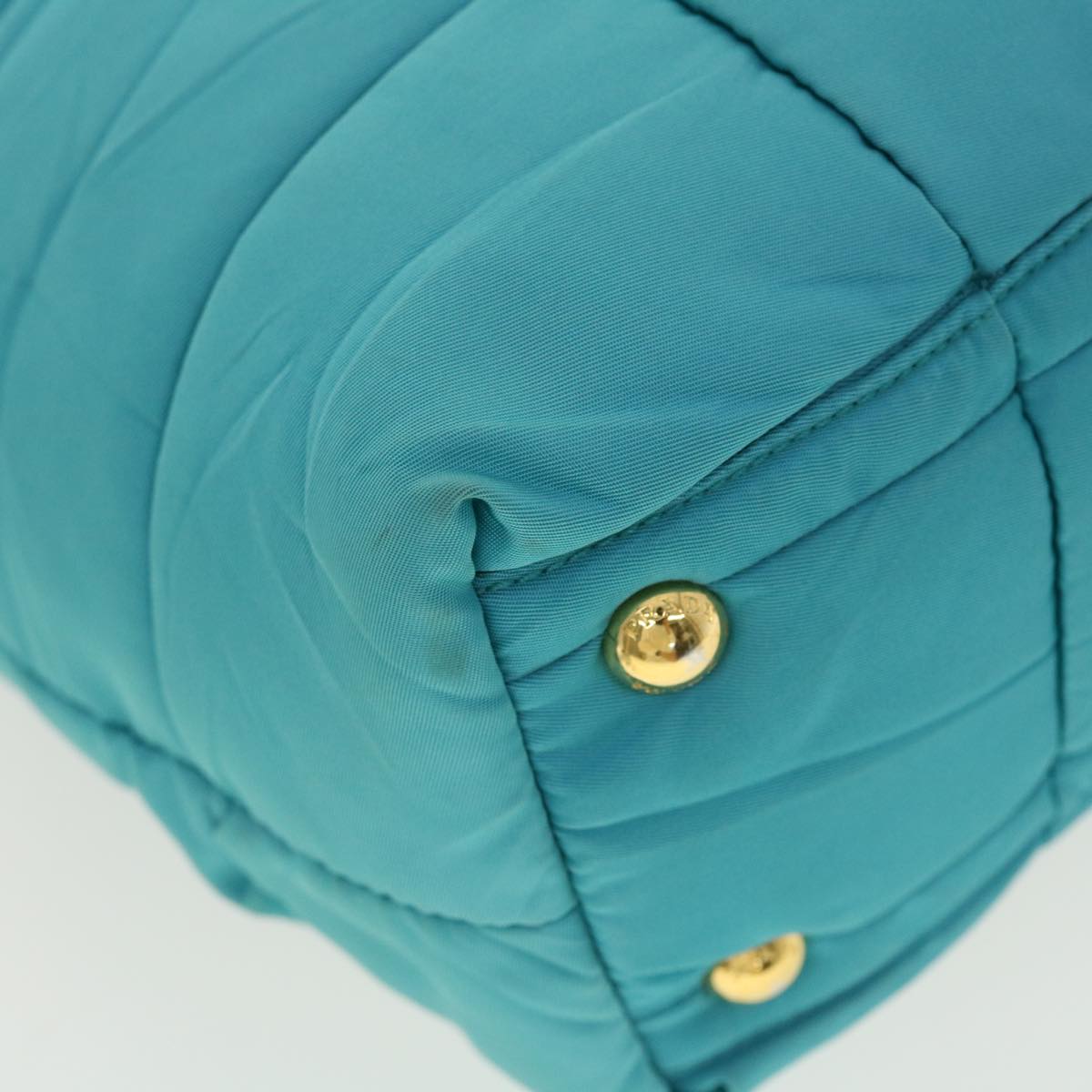 PRADA Quilted Hand Bag Nylon 2way Turquoise Blue  40351