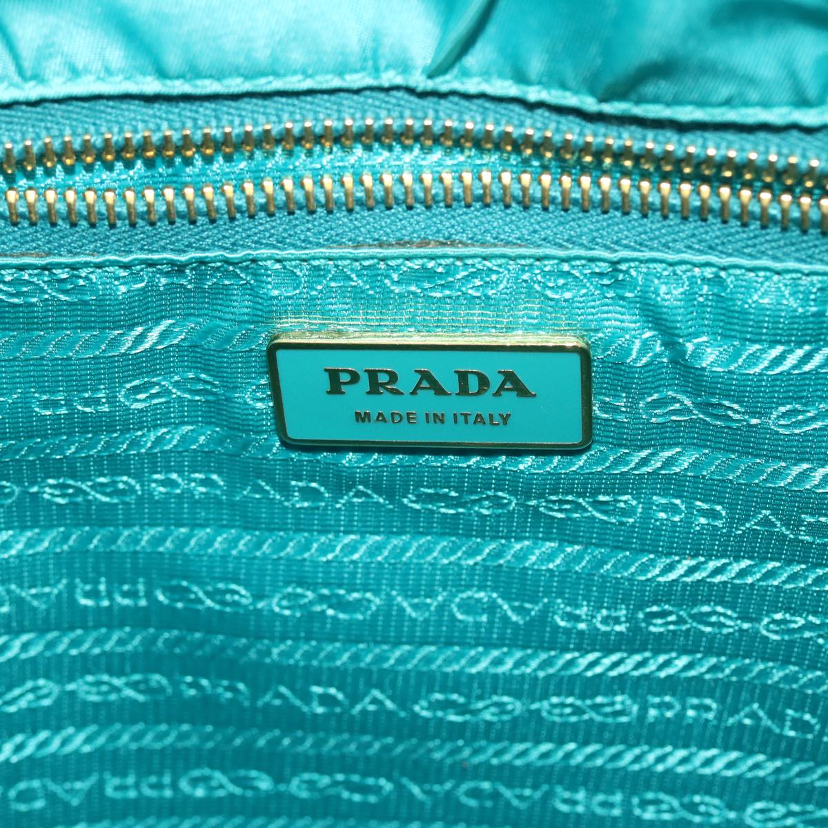 PRADA Quilted Hand Bag Nylon 2way Turquoise Blue  40351