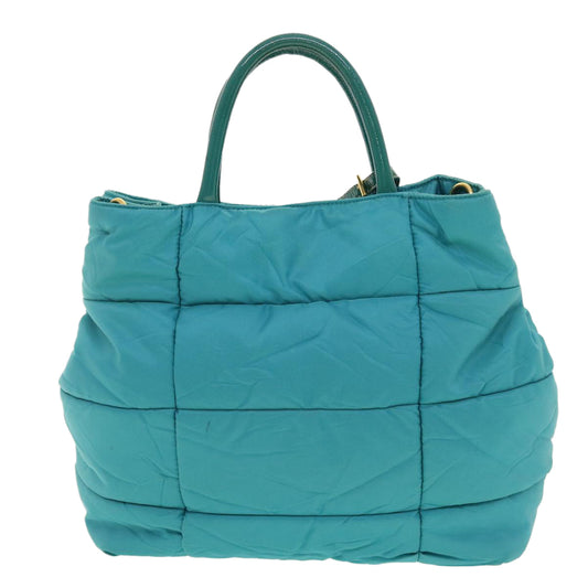 PRADA Quilted Hand Bag Nylon 2way Turquoise Blue  40351