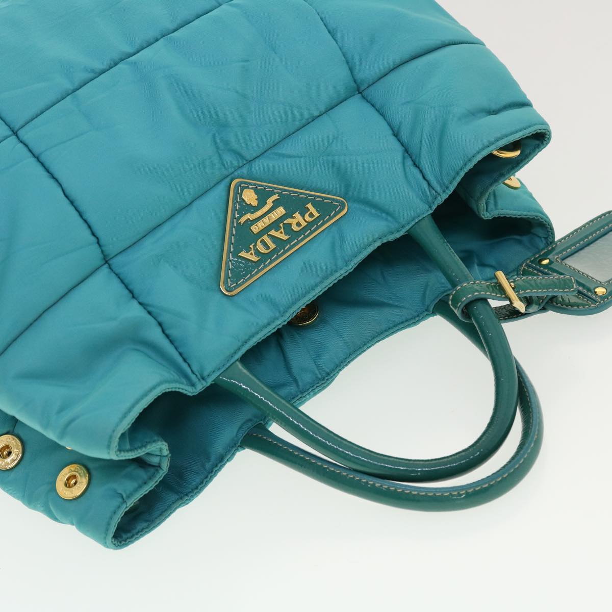 PRADA Quilted Hand Bag Nylon 2way Turquoise Blue  40351