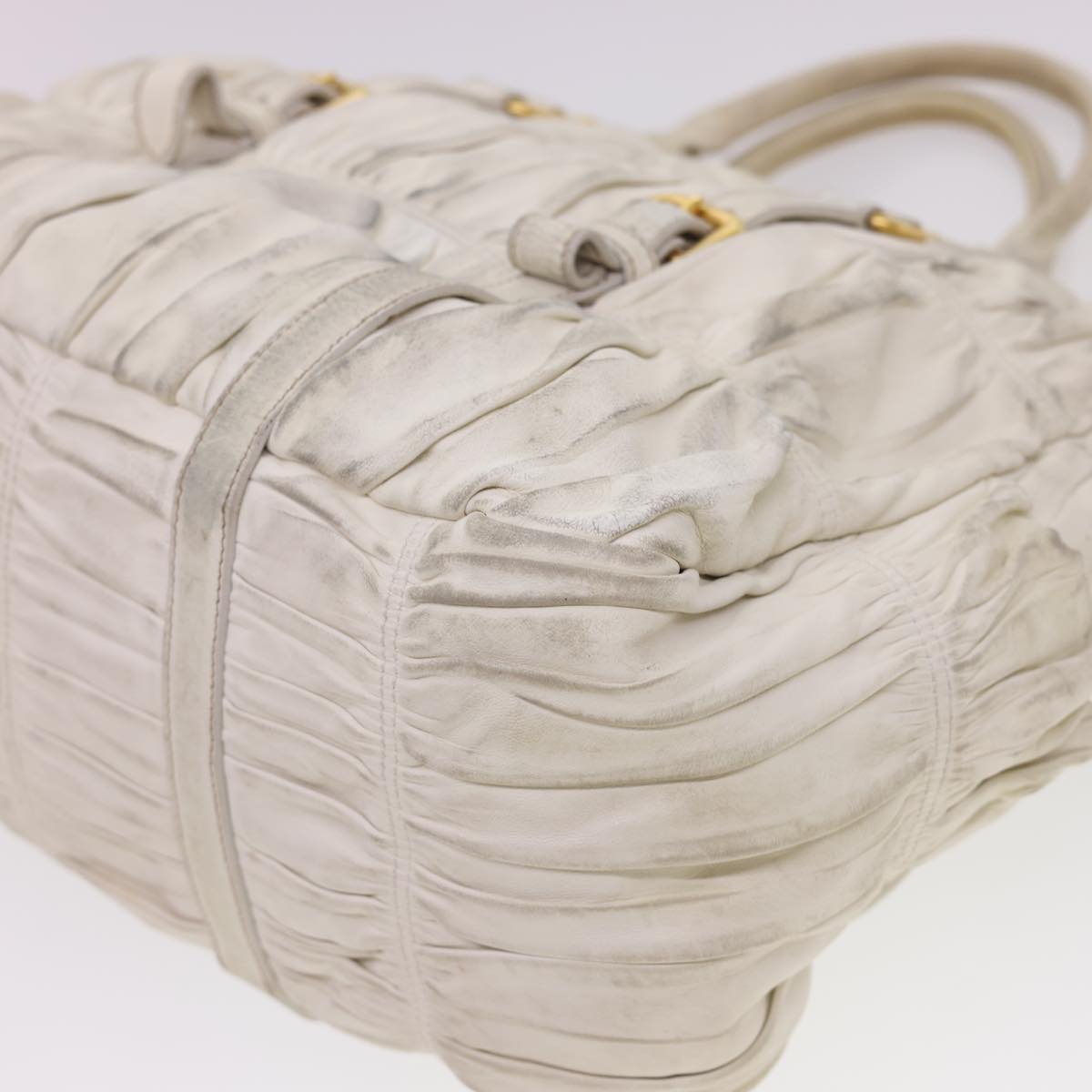 PRADA Hand Bag Leather 2way White  40372