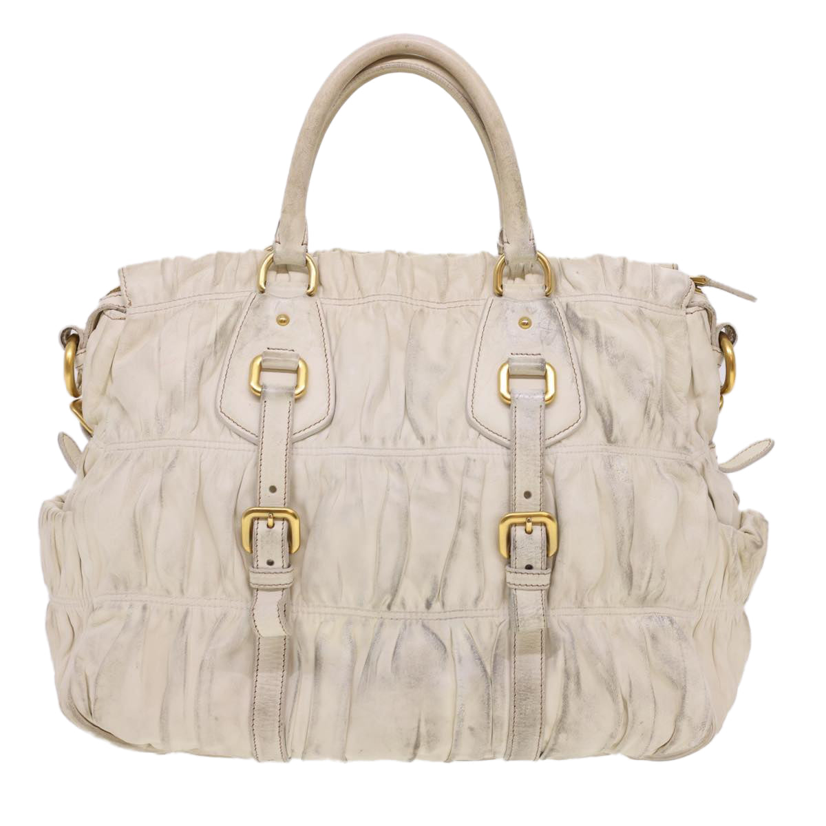 PRADA Hand Bag Leather 2way White  40372