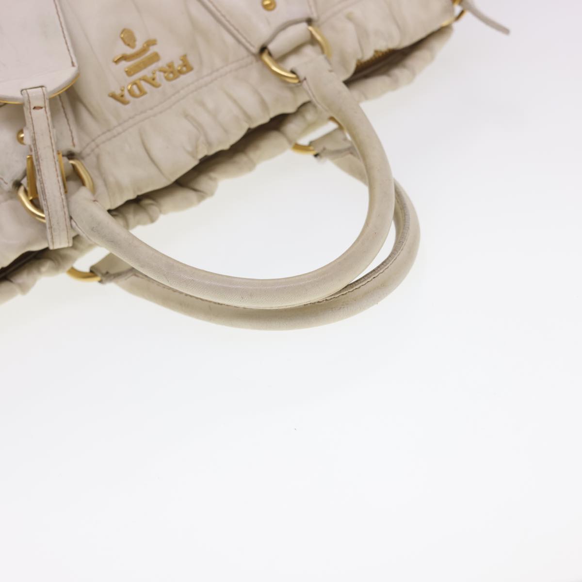 PRADA Hand Bag Leather 2way White  40372