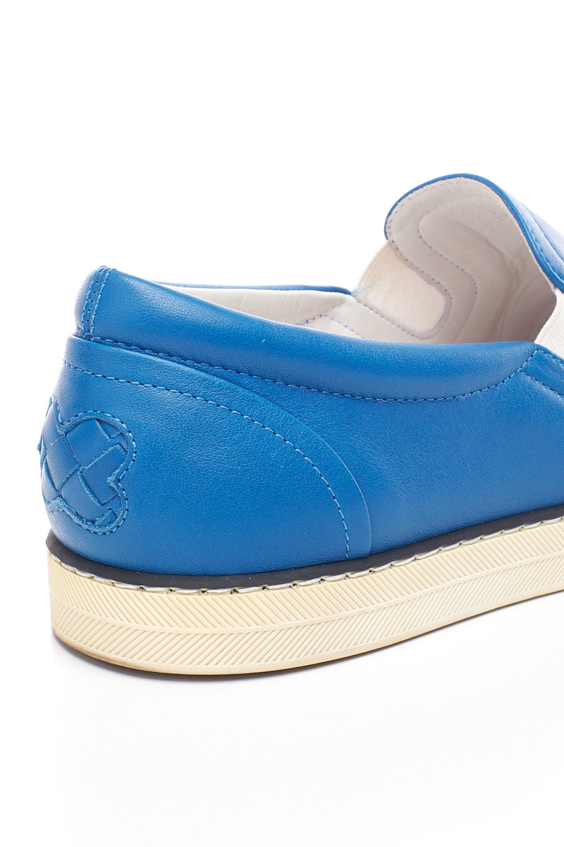 Bottega Veneta Blue Intrecciato Slip-On Sneakers 37.5