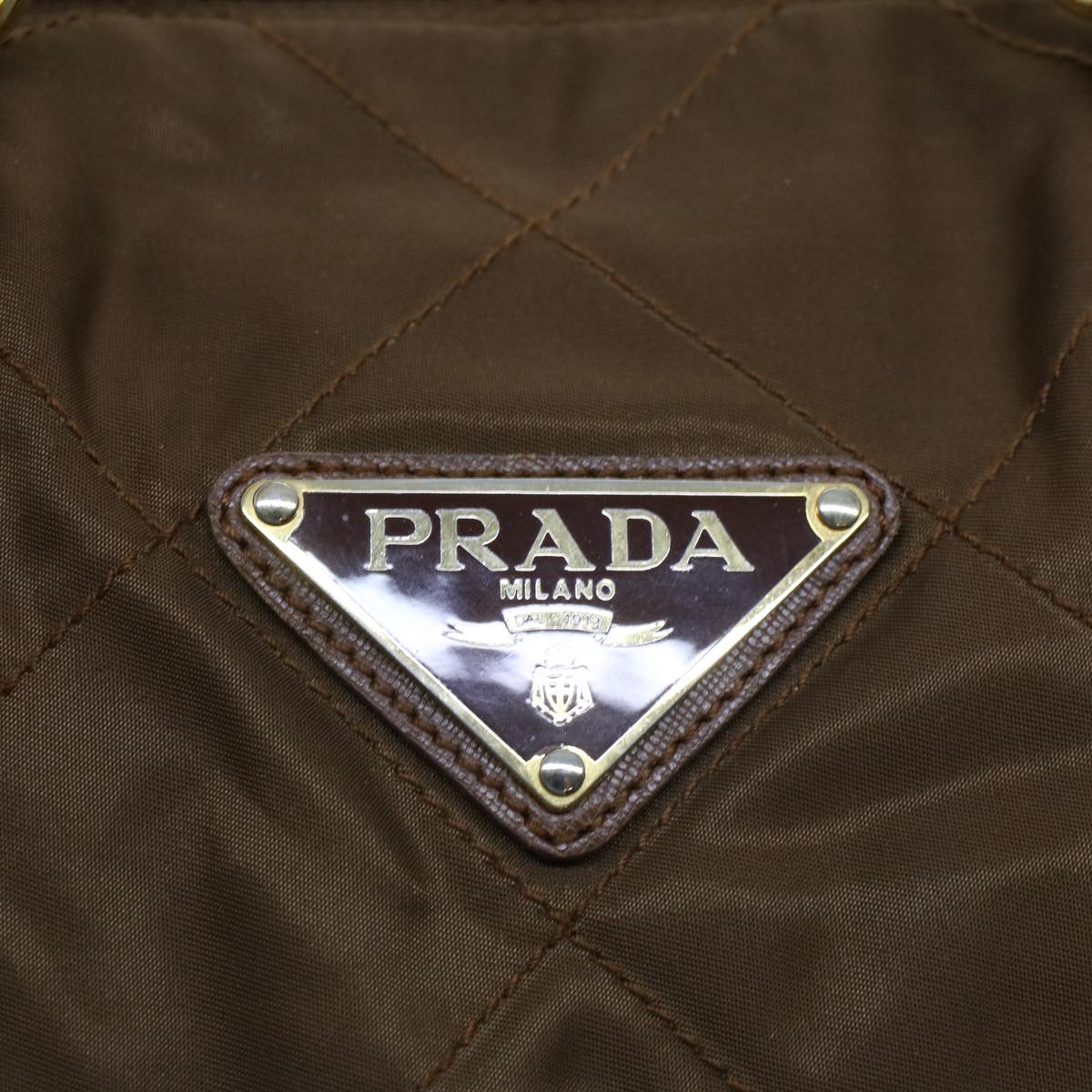 PRADA Quilted Chain Boston Bag Nylon Brown  41328