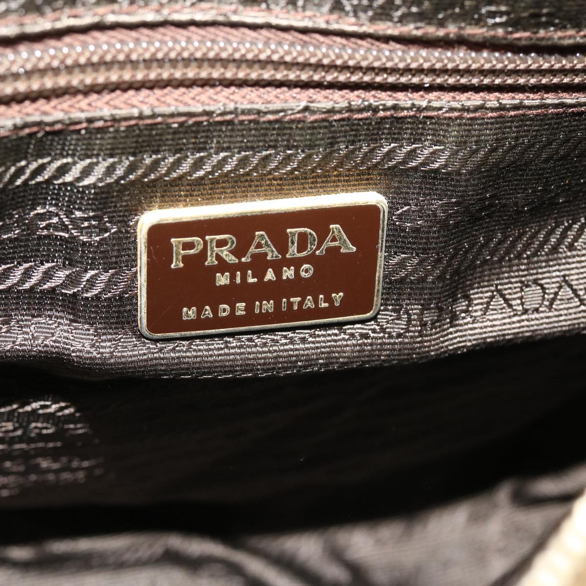 PRADA Chain Shoulder Bag Nylon Khaki  42097