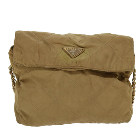 PRADA Chain Shoulder Bag Nylon Khaki  42097