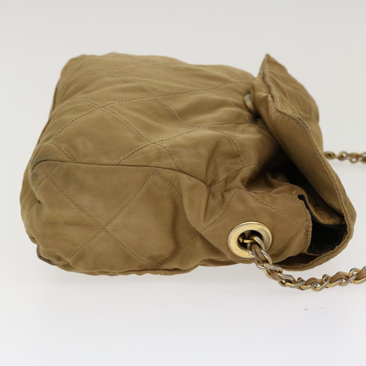 PRADA Chain Shoulder Bag Nylon Khaki  42097